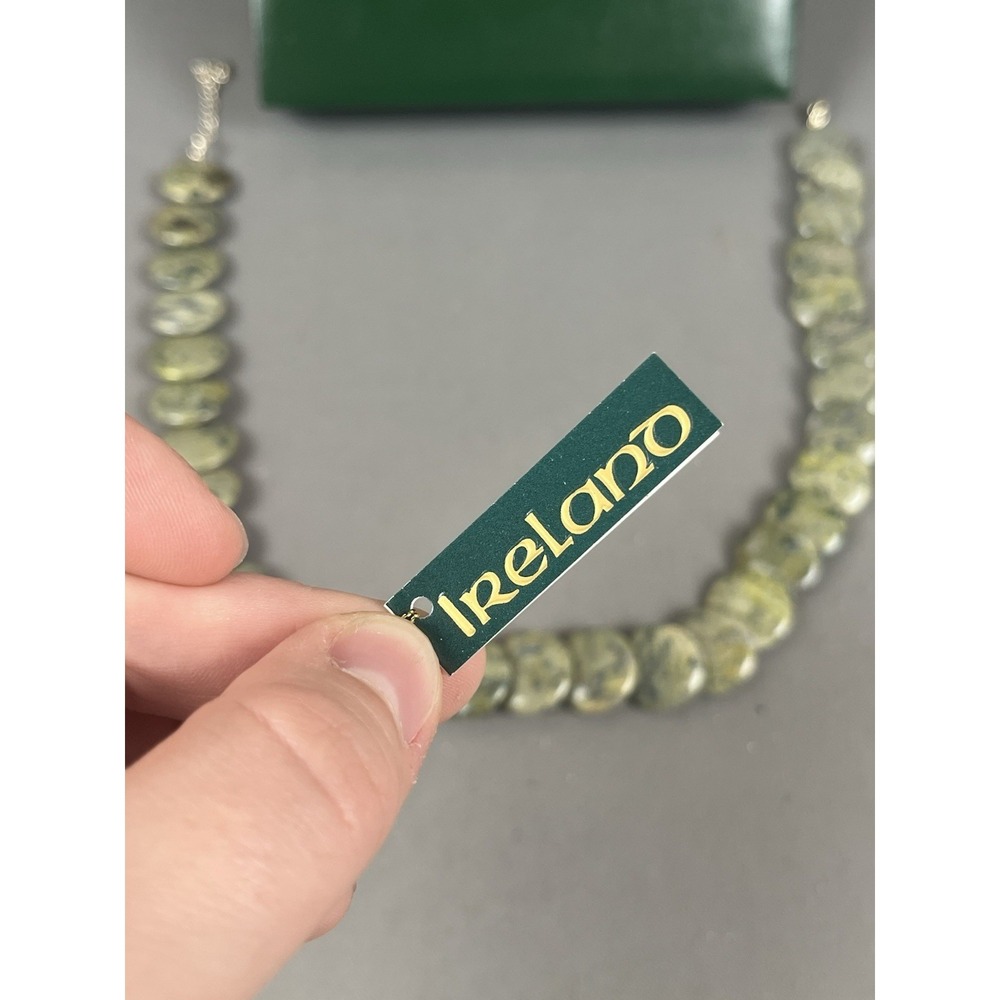 JC Walsh And Sons Connemara Irish Green Marble Round Stone Necklace - New In Box - Picture 3 of 12